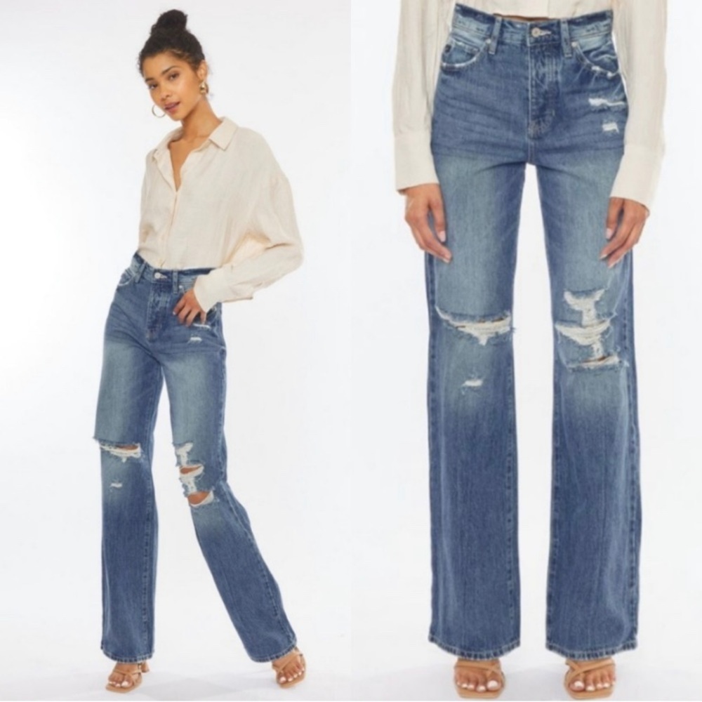 60057 KanCan High Rise Wide Leg Jeans (90’s Flare) - Picture 3 of 12